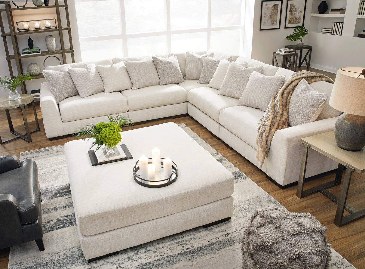 Ottoman surdimensionné Lyndeboro en tissu beige