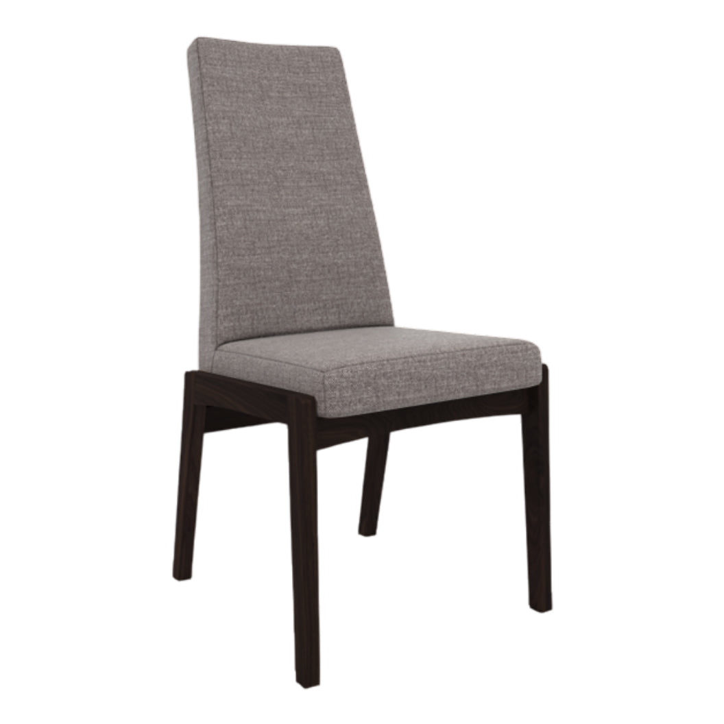 Chaise de salle à manger rembourrée en tissu gris et en bois de merisier - Sit CHA 39