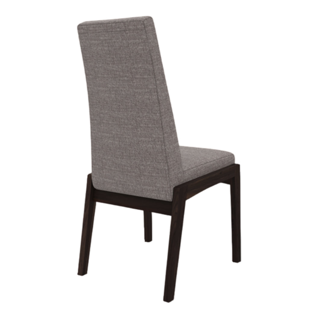 Chaise de salle à manger rembourrée en tissu gris et en bois de merisier - Sit CHA 39