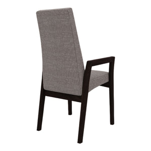 Chaise de salle à manger rembourrée en tissu gris et en bois de merisier - Dad CHA 39