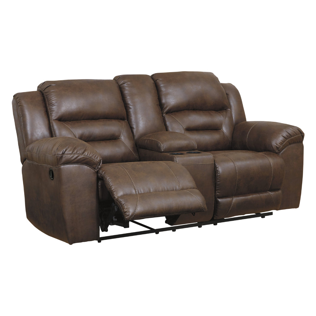 Causeuse aspect cuir brun chocolat inclinable - Stoneland