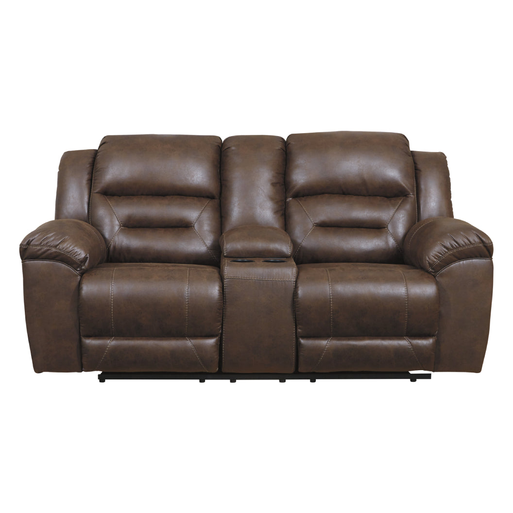 Causeuse aspect cuir brun chocolat inclinable - Stoneland