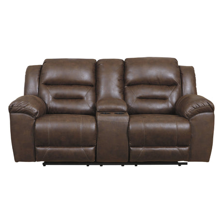 Causeuse aspect cuir brun chocolat inclinable - Stoneland