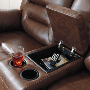 Causeuse aspect cuir brun chocolat inclinable - Stoneland