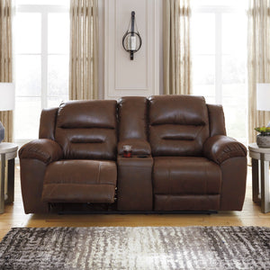 Causeuse aspect cuir brun chocolat inclinable - Stoneland