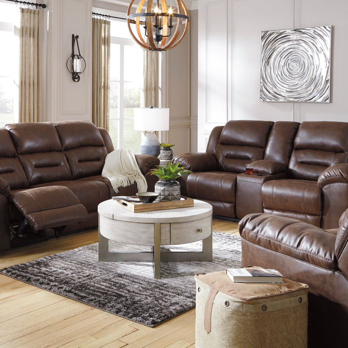 Causeuse aspect cuir brun chocolat inclinable - Stoneland