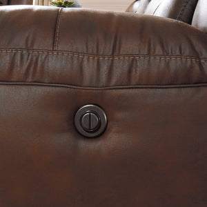 Causeuse aspect cuir brun chocolat motorisée avec console - Stoneland