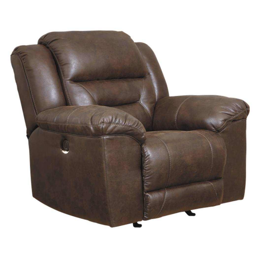 Fauteuil aspect cuir brun chocolat motorisé - Stoneland