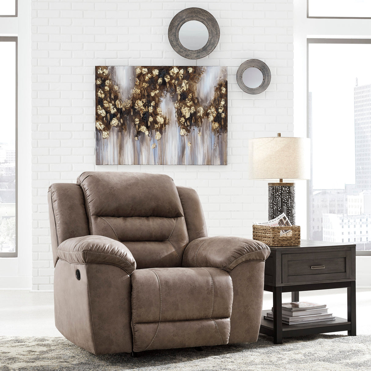 Fauteuil aspect cuir berçant et inclinable - Stoneland