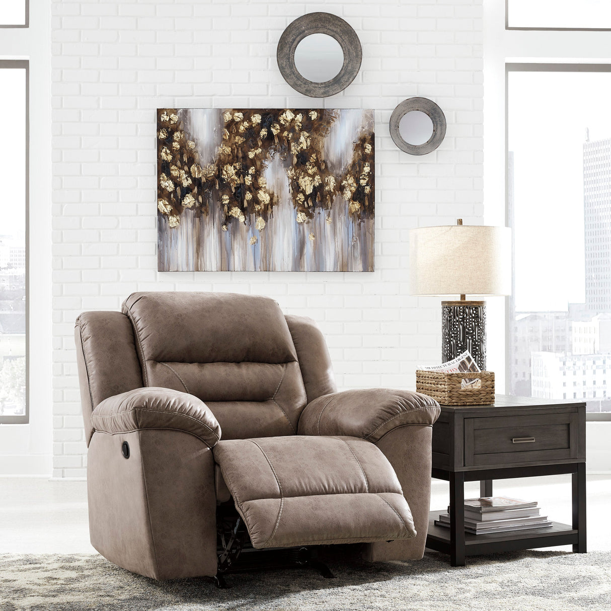 Fauteuil aspect cuir berçant et inclinable - Stoneland