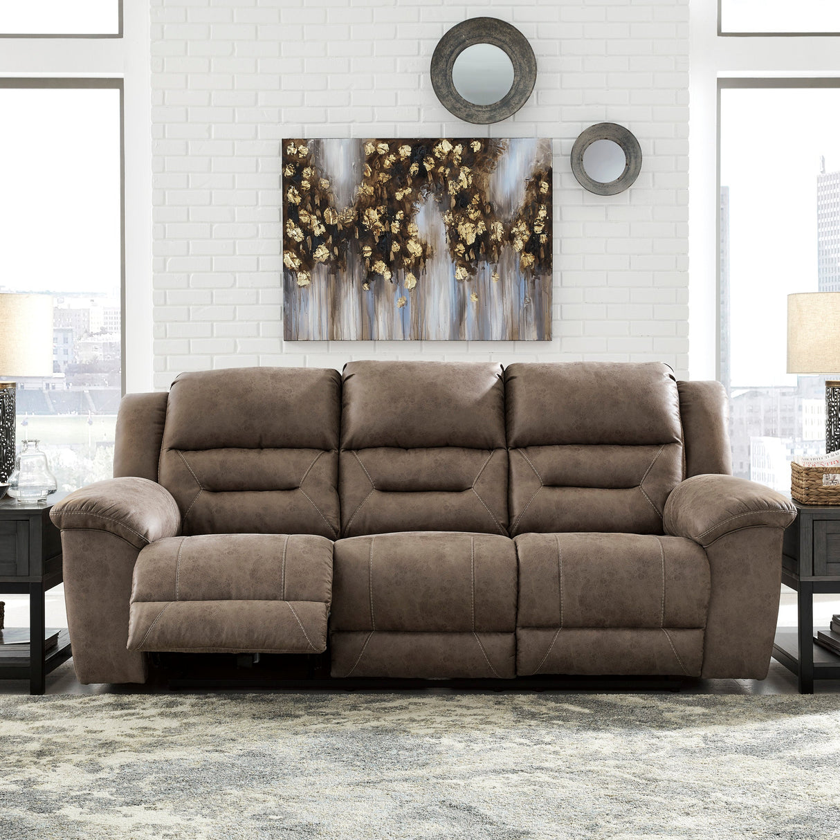Sofa aspect cuir motorisé - Stoneland