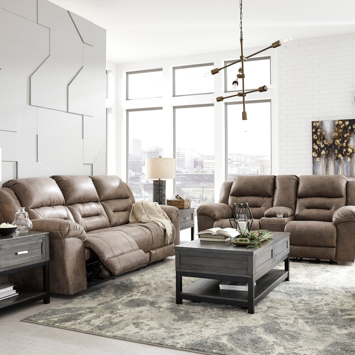 Sofa aspect cuir motorisé - Stoneland