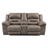 Causeuse inclinable motorisée aspect cuir avec console - Stoneland