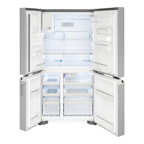 Réfrigérateur 4 portes à profondeur de comptoir 36 po, 21,5 pi³ Inox avec distributeur externe d'eau et glaçons