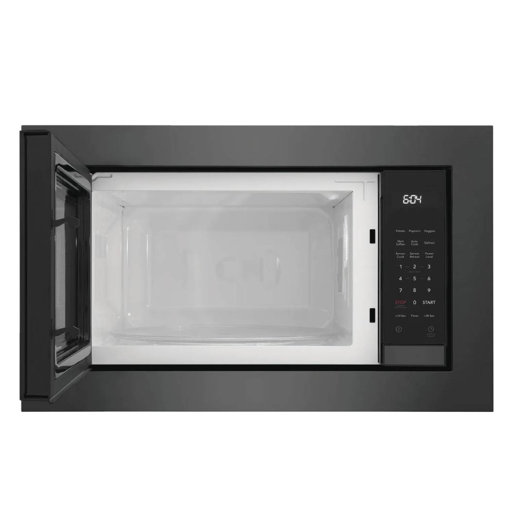 Micro-ondes encastrable, capacité 2,2 pi³, 1100W, acier inoxydable noir