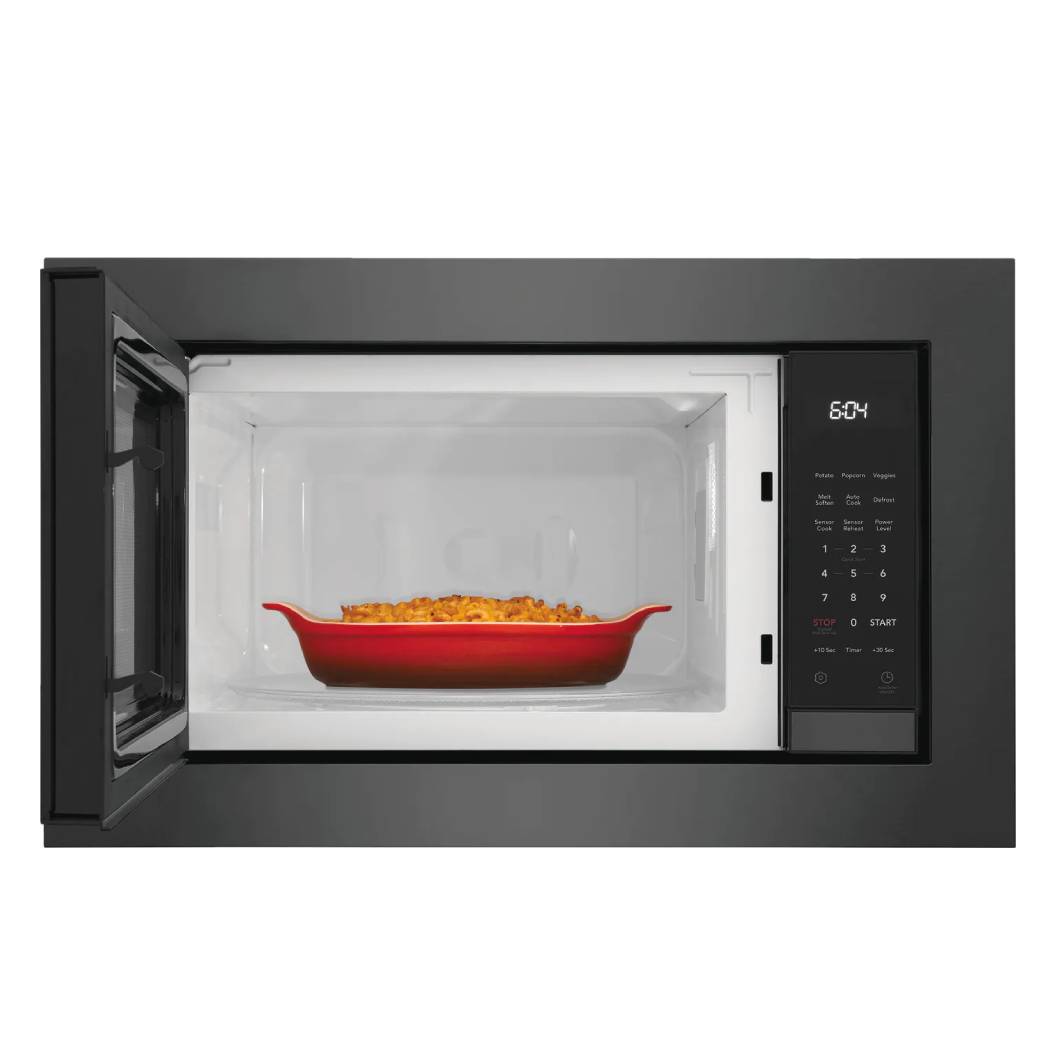 Micro-ondes encastrable, capacité 2,2 pi³, 1100W, acier inoxydable noir