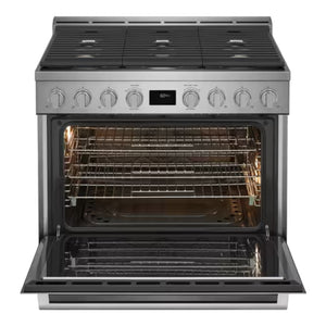 Cuisinière au gaz 36 po, 4,4 pi³ Inox avec Brûleurs doubles, Convection et Rôtissage