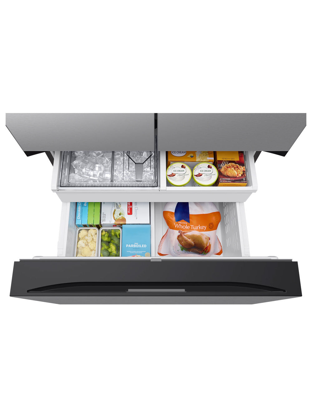 Réfrigérateur portes françaises Argent 36po