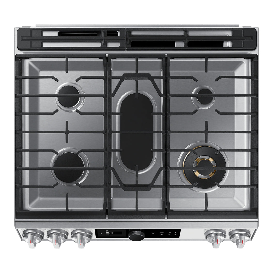 Cuisinière au gaz encastrable 30 po. 6,0 pi³ verre blanc