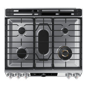 Cuisinière au gaz encastrable 30 po. 6,0 pi³ verre blanc