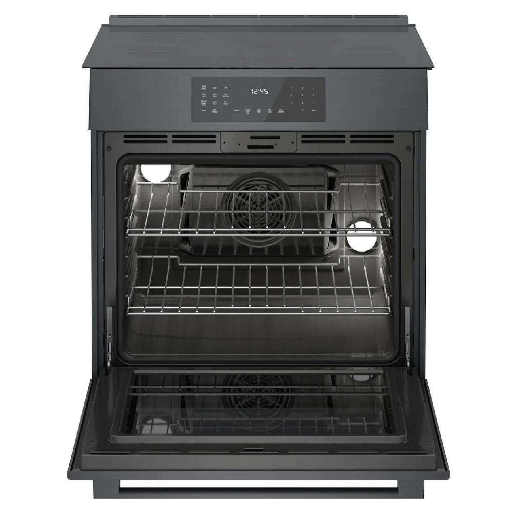 Cuisinière à induction encastrable 30 po, 4,6 pi³ Inox noir - Série 800 avec Convection pro & tiroir réchaud