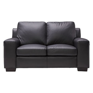 Causeuse en cuir noir corbeau - Bailey