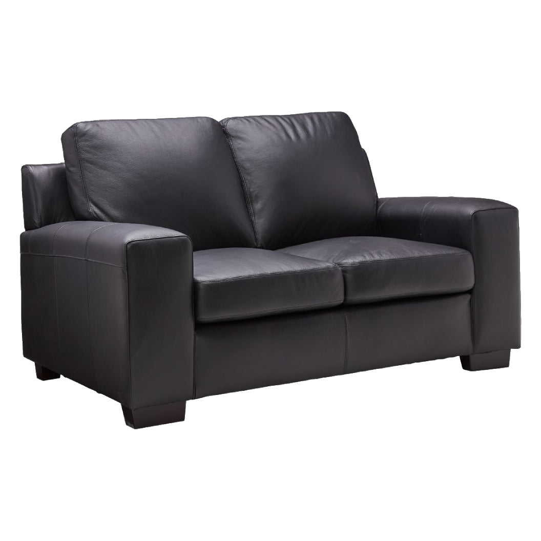 Causeuse en cuir noir corbeau - Bailey