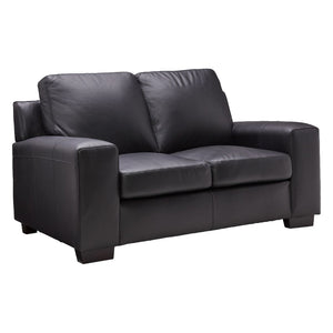 Causeuse en cuir noir corbeau - Bailey
