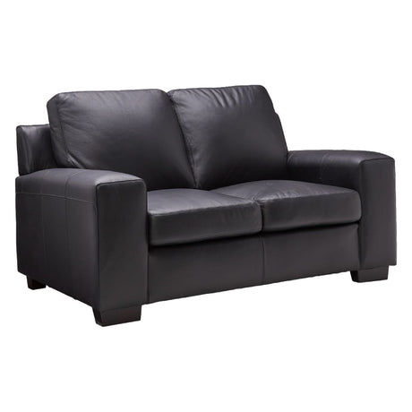 Causeuse en cuir noir corbeau - Bailey