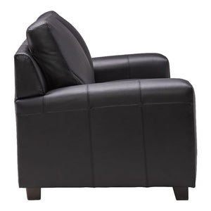 Causeuse en cuir noir corbeau - Bailey