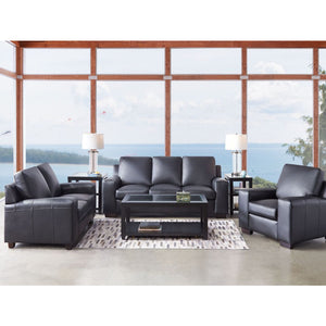 Causeuse en cuir noir corbeau - Bailey