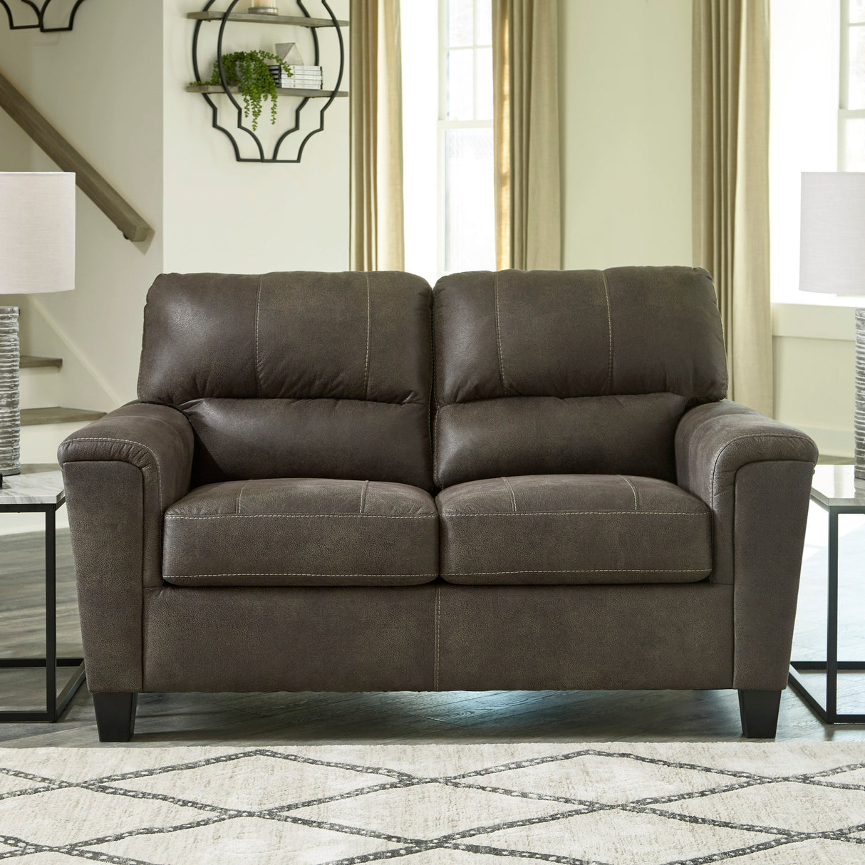 Causeuse aspect cuir gris - Navi