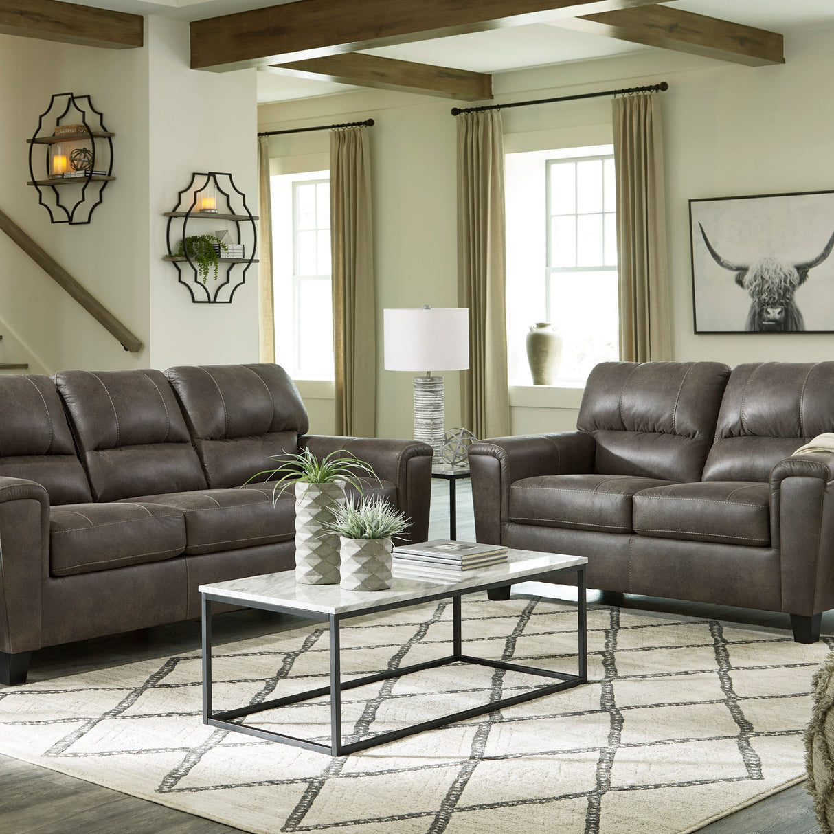 Causeuse aspect cuir gris - Navi