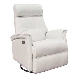 Fauteuil berçant, pivotant et inclinable motorisé en cuir blanc avec soutien lombaire - 21