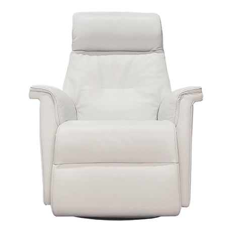 Fauteuil berçant, pivotant et inclinable motorisé en cuir blanc avec soutien lombaire - 21