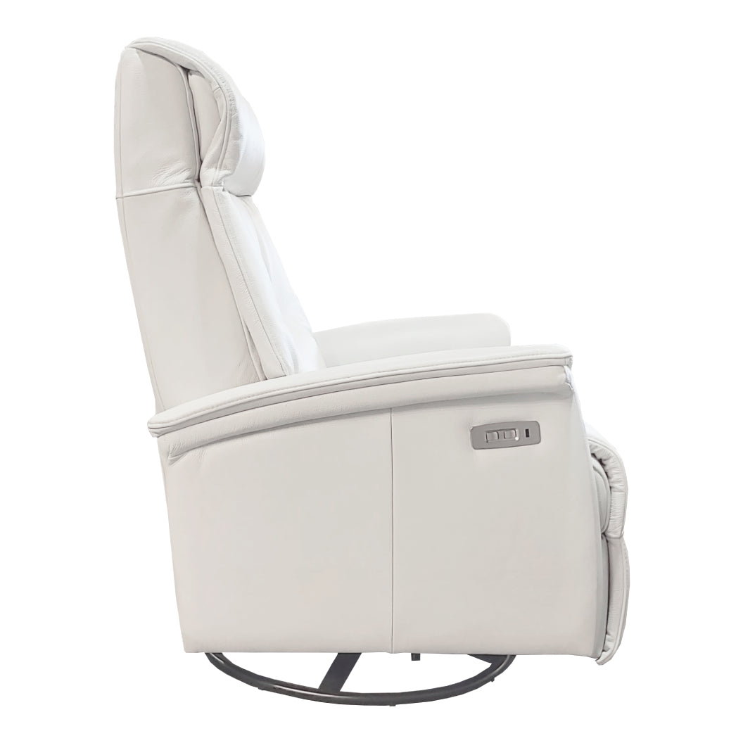 Fauteuil berçant, pivotant et inclinable motorisé en cuir blanc avec soutien lombaire - 21