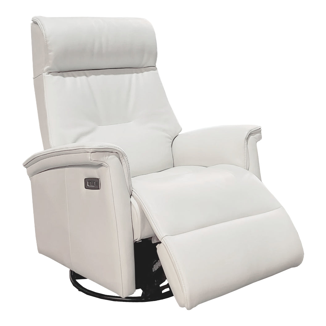 Fauteuil berçant, pivotant et inclinable motorisé en cuir blanc avec soutien lombaire - 21