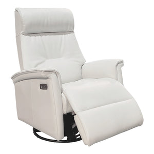 Fauteuil berçant, pivotant et inclinable motorisé en cuir blanc avec soutien lombaire - 21