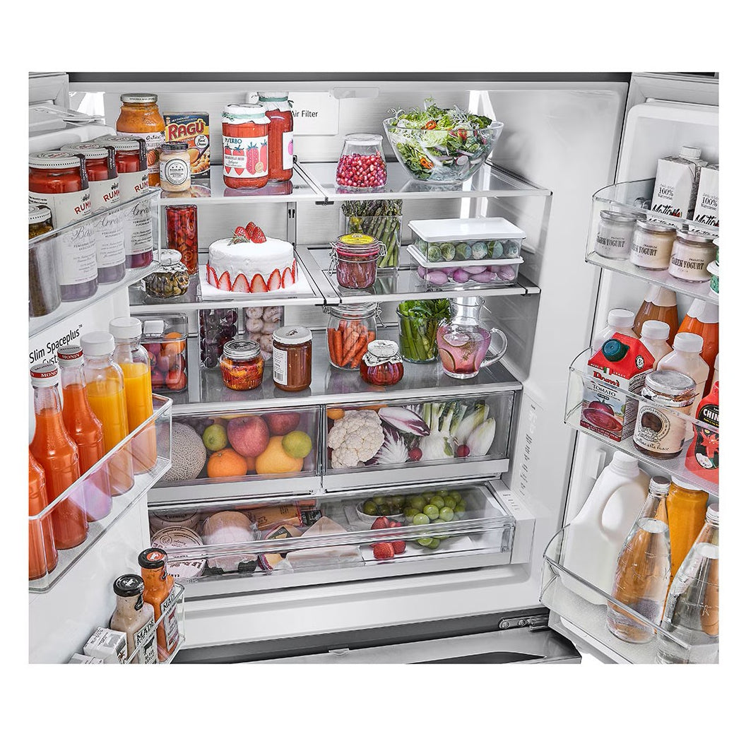Réfrigérateur porte française à profondeur de comptoir 36 po, 26 pi³ Inox avec Wi-Fi et distributeur d'eau