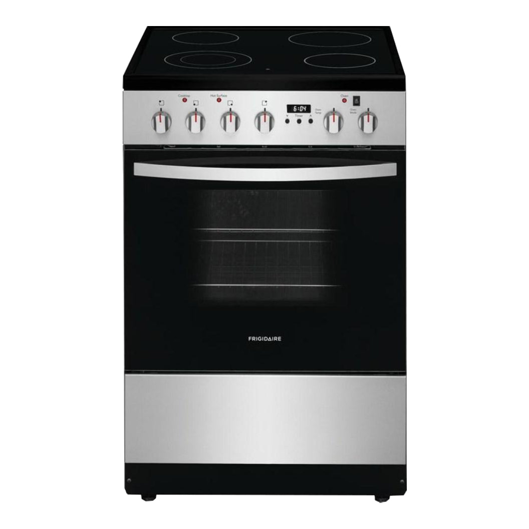 Cuisinière électrique 24 po, 1,9 pi³ Inox avec vitrocéramique et Convection à ventilateur