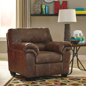 Fauteuil aspect cuir brun - Bladen