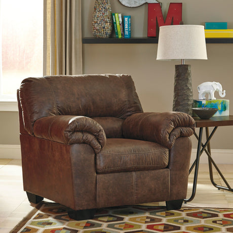 Fauteuil aspect cuir brun - Bladen