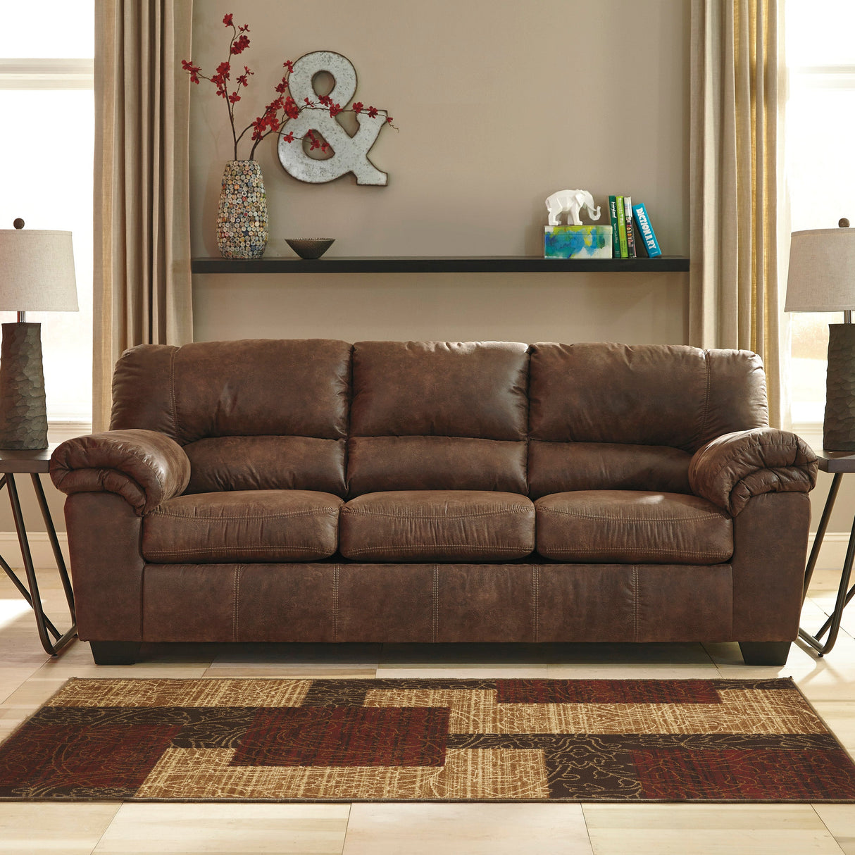 Sofa en aspect cuir brun foncé - Bladen