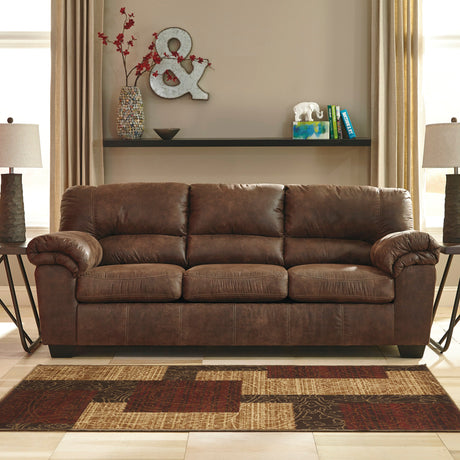 Sofa en aspect cuir brun foncé - Bladen