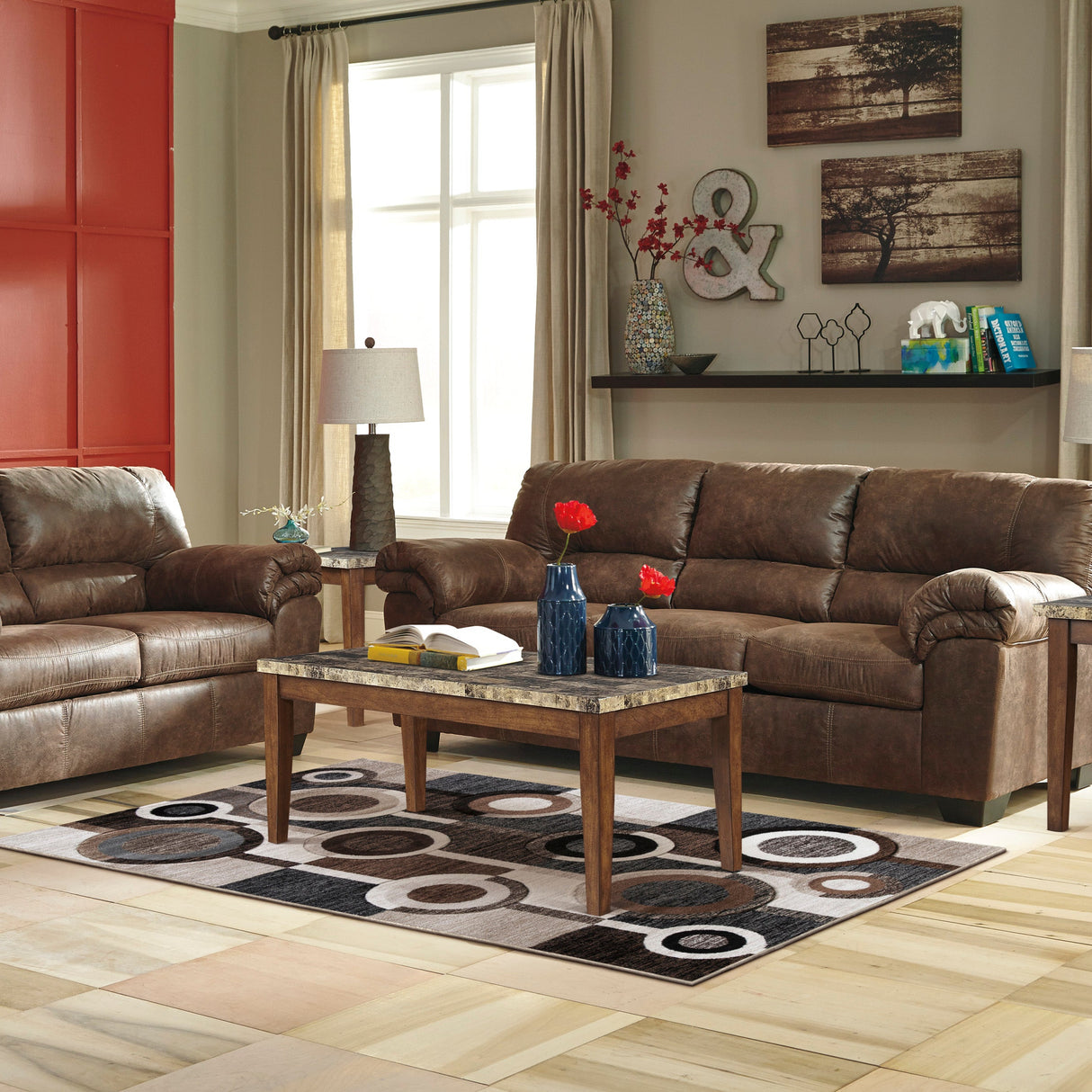 Sofa en aspect cuir brun foncé - Bladen