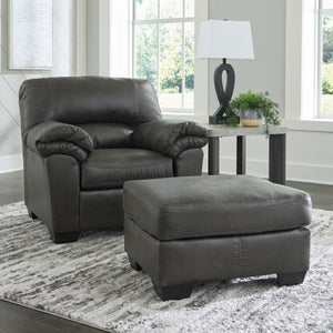 Ottoman Bladen en similicuir gris ardoise