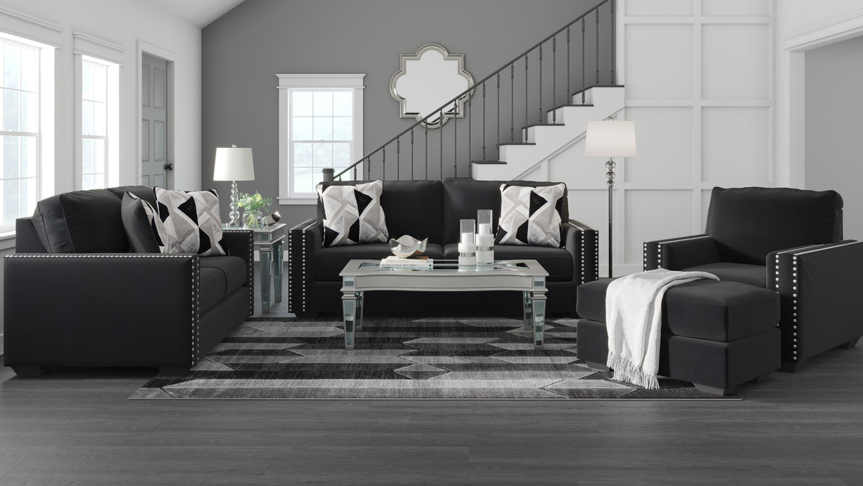 Ottoman Gleston en tissu noir onyx