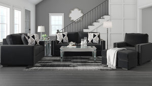 Ottoman Gleston en tissu noir onyx