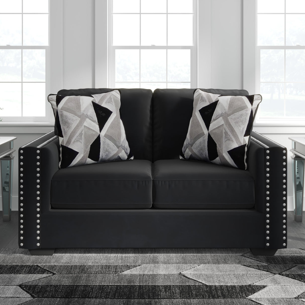 Causeuse en tissu noir - Gleston