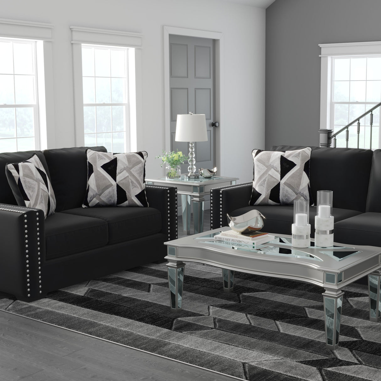 Causeuse en tissu noir - Gleston